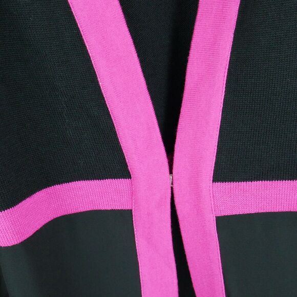 Ming Wang XS Cardigan Longline Duster Sheer Artsy Career Modern Pink Black - Picture 6 of 10